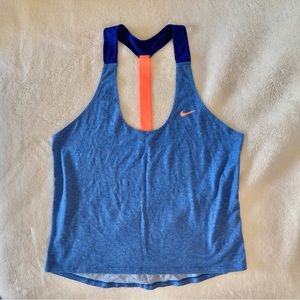 NIKE WOMENS TRAINING ELASTIKA 2.0 RACERBACK TANK TOP BLUE SMALL